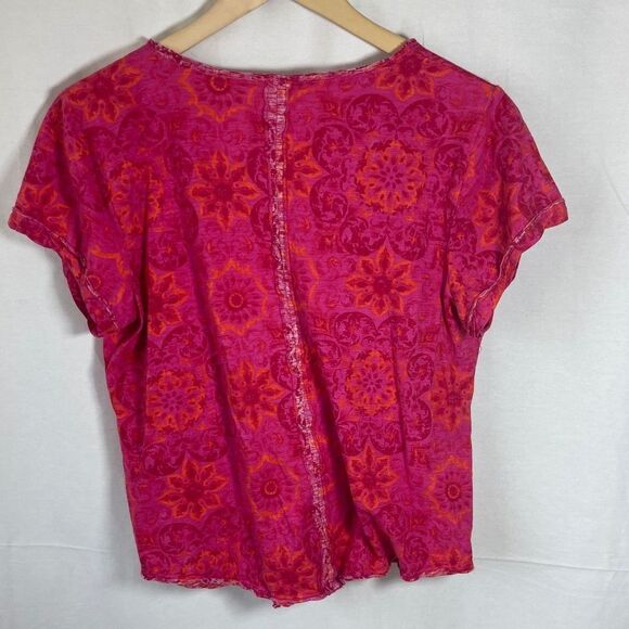 COPY - Anthropologie Pilcro Hot Pink Split Neck Floral Print Tee Shirt Sz M - Picture 5 of 7